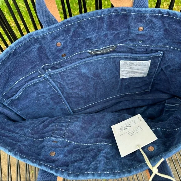 NWT Immodest Cotton Indigo canvas construction tote